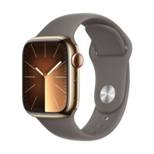 Apple Watch Series 9 GPS + Cellular 41mm Gold Stainless Steel Case with Clay Sport Band - S/M