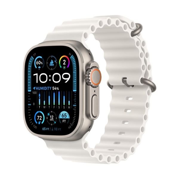Apple Watch Ultra 2 GPS + Cellular, 49mm Titanium Case with White Ocean Band