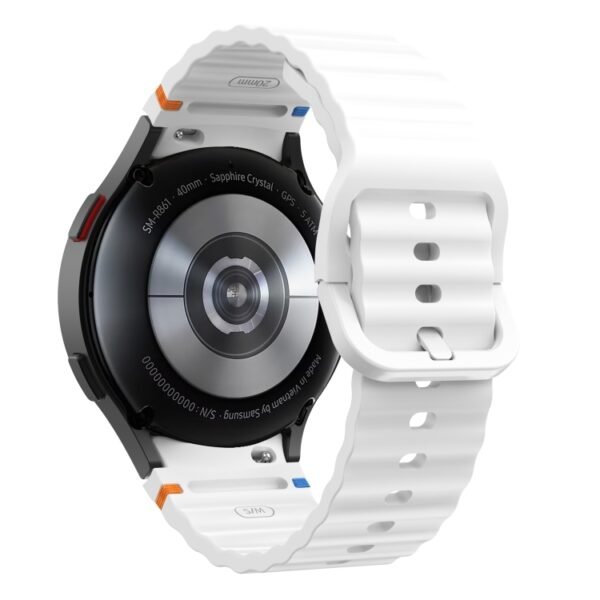 Samsung Galaxy Watch 7 40 / 44mm Wave Pattern Stitched Silicone Watch Band White