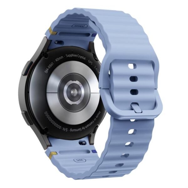 Samsung Galaxy Watch 7 40 / 44mm Wave Pattern Stitched Silicone Watch Band Light Blue