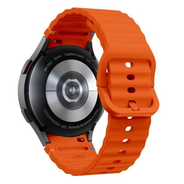 Samsung Galaxy Watch 7 40 / 44mm Wave Pattern Stitched Silicone Watch Band Orange