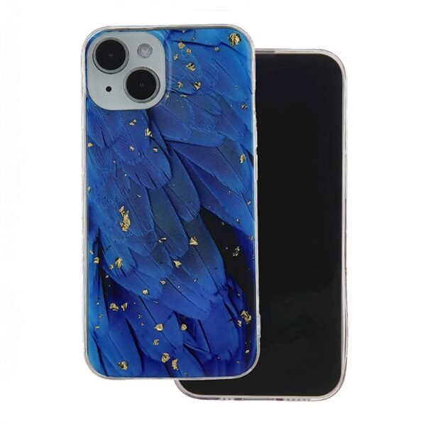 iPhone 14 Gold Glam Phone Case Blue