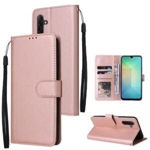 Samsung Galaxy A26 5G 3-Card Slots Flip Leather Phone Case Rose Gold