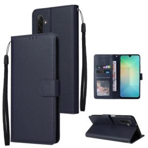 Samsung Galaxy A26 5G 3-Card Slots Flip Leather Phone Case Blue