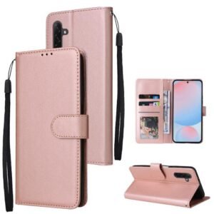 Samsung Galaxy A56 5G 3-Card Slots Leather Phone Case Rose Gold