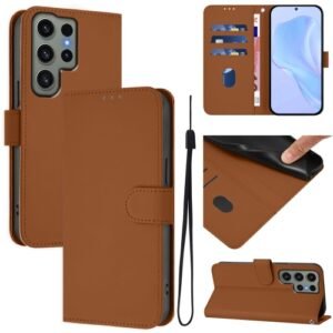 Samsung Galaxy S23 Ultra 5G Flip Leather Phone Case Brown
