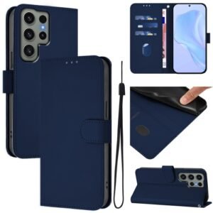 Samsung Galaxy S23 Ultra 5G Flip Leather Phone Case Navy Blue