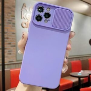 iPhone 14 Pro Max Slid Camera Cover Silicone Phone Case Lavender Purple
