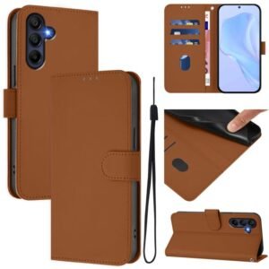 Samsung Galaxy A17 5G Flip Leather Phone Case with Lanyard Brown