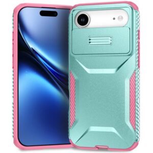 iPhone Air Sliding Camshield Phone Case Pink + Grey Green