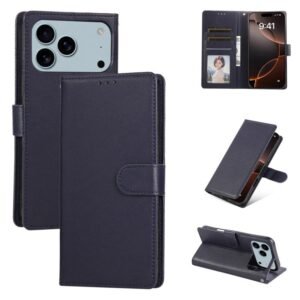 iPhone 17 Pro 3-Card Slot Flip Leather Phone Case Blue