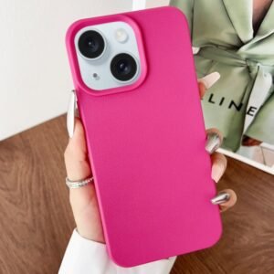 iPhone 15 Leather Phone Case Rose Red