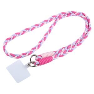 Universal Phone Three Strand Long Lanyard Pink Rose / Red Purple