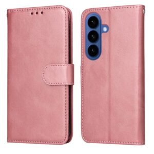 Samsung Galaxy S26+ 5G Classic Flip Leather Phone Case Rose Gold