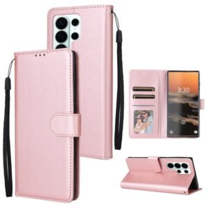 Samsung Galaxy S26 Ultra 5G 3-Card Slots Leather Phone Case Rose Gold