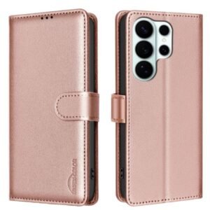 Samsung Galaxy S26 Ultra 5G Litchi Texture Leather Phone Case Rose Gold