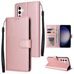 Samsung Galaxy S26 5G 3-Card Slots Leather Phone Case Rose Gold