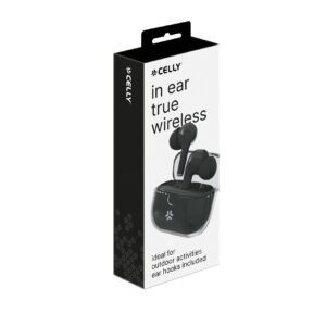 Celly True Wireless Bluetooth Earphones (CLEAR) with ENC – Black
