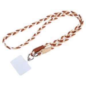 Universal Phone Three Strand Long Lanyard White Brown Gold